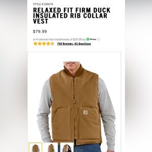 Carhartt Men's Brown Insulated Vest